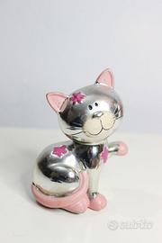 Soprammobile gatto in ceramica verniciata