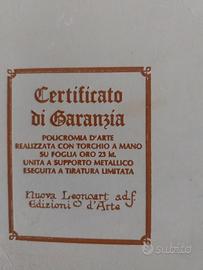 quadretto  policromia su foglia oro 23 k