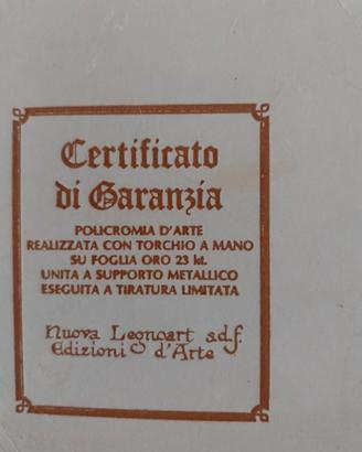 quadretto  policromia su foglia oro 23 k