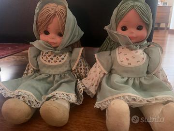 Coppia di bambole vintage campagnole 32 cm