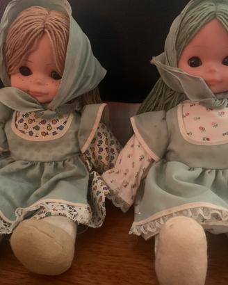 Coppia di bambole vintage campagnole 32 cm