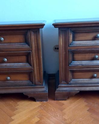 Coppia comodini in legno a 3 cassetti