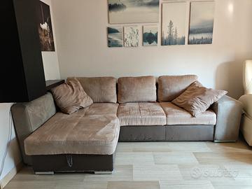 Divano letto angolare con penisola contenitore