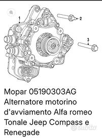 Alternatore Alfa Romeo Tonale Mopar 05190303AG