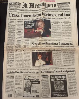 Il messaggero, morte di Craxi 22/01/2000