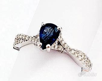 Anello fantasia Donna Zaffiro e Diamante Oro 18kt