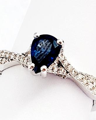 Anello fantasia Donna Zaffiro e Diamante Oro 18kt