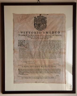 Documento a stampa dei Savoia (anno 1715)