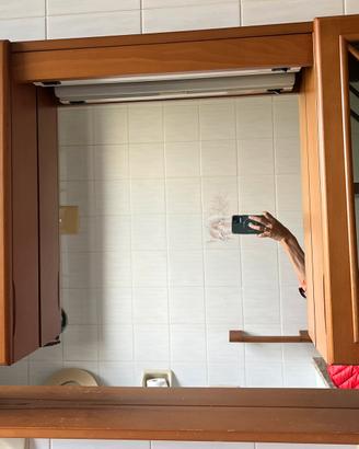 Mobile specchiera bagno in legno con ante e luce