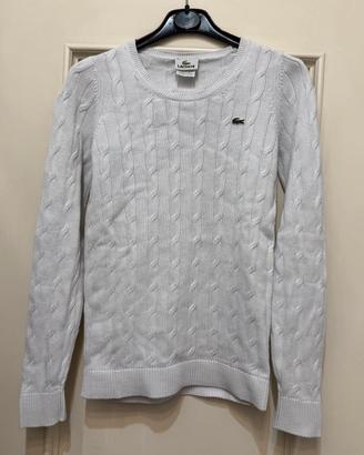 Maglione Lacoste a trecce color bianco taglia S/Xs
