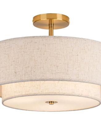 Plafoniera Tessuto Beige Oro Ø40cm E27 - NUOVA