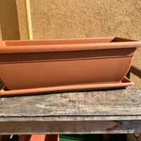 Vaso da fiori con sottovaso rettangolare cm50