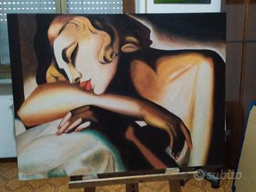Quadro dipinto a mano falso d'autore artdeco