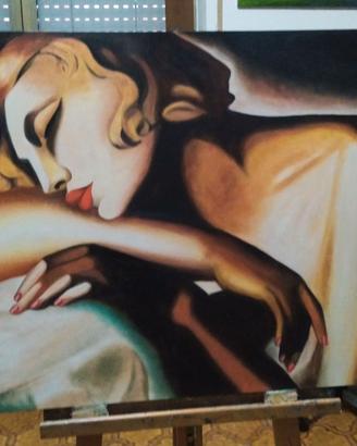 Quadro dipinto a mano falso d'autore artdeco
