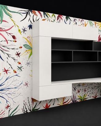 Parete Attrezzata con Scrivania e Libreria