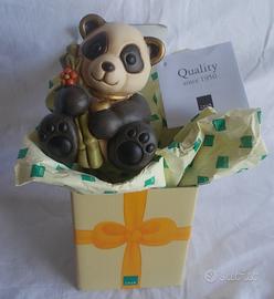 THUN Panda con fiore e bambù in ceramica NUOVO