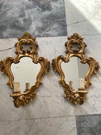 Coppia specchiere aplique vintage rococò meta 900