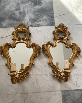 Coppia specchiere aplique vintage rococò meta 900