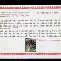 1850 LOMBARDO VENETO 5 CENTESIMI OCRA ANNULLATO CO