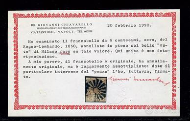 1850 LOMBARDO VENETO 5 CENTESIMI OCRA ANNULLATO CO