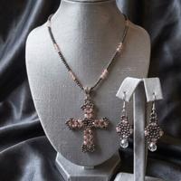 Collana Ciondolo Croce Vintage Gotica Orecchini