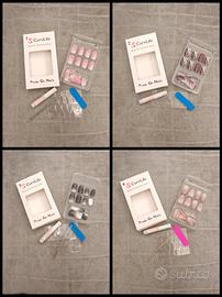 Lotto 4 set unghie finte - vari design