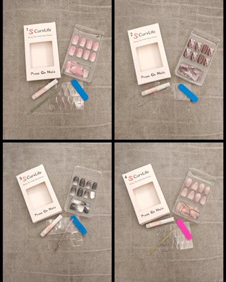 Lotto 4 set unghie finte - vari design