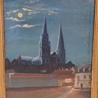 Dipinto olio su tela paesaggio nordico  