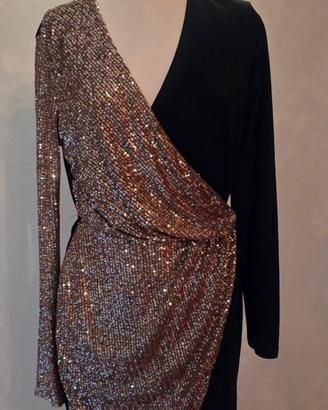 Abito corto paillettes oro e nero