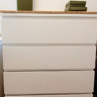 CASSETTIERA IKEA MALM + RIPIANO IN LEGNO 