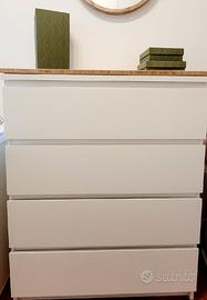 CASSETTIERA IKEA MALM + RIPIANO IN LEGNO 