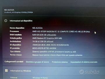 Notebook AMD A12-9720P RADEON 8GB RAM