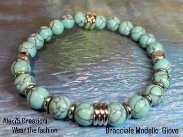 Bracciale modello Giove pietra naturale e acciaio