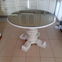 tavolo rotondo con top in vetro
