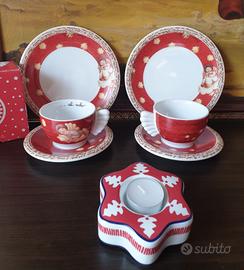 set natale thun tazze da the piattini portalumino