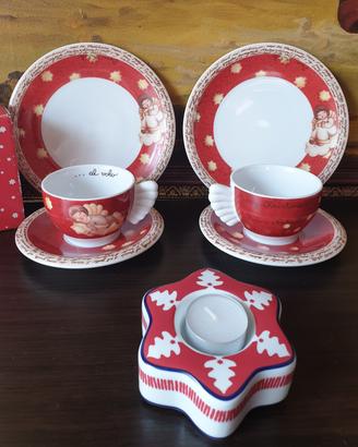 set natale thun tazze da the piattini portalumino
