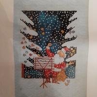 Stampa speculare Babbo Natale dirige coro uccelli