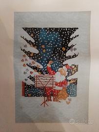 Stampa speculare Babbo Natale dirige coro uccelli