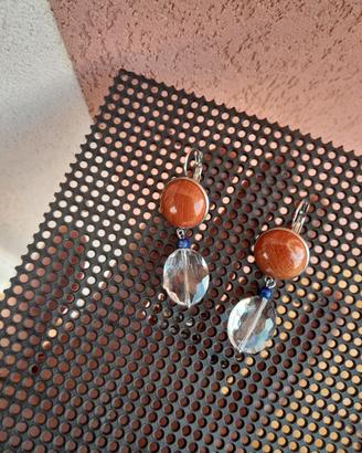 Orecchini inox vintage diaspro, lapis, cristallo 