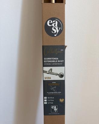 Asta scorritenda estensibile+supporti+anelli tende