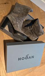 Hogan stivali scamosciati alti con plateau 37
