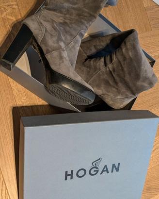 Hogan stivali scamosciati alti con plateau 37