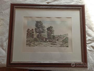 litografia acquerellata Artista Marisa Benetti