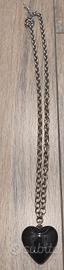 Collana lunga con cuore Nero smaltato 