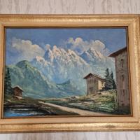 Quadro Olio su Tela Paesaggio Alpino XX secolo