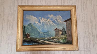 Quadro Olio su Tela Paesaggio Alpino XX secolo