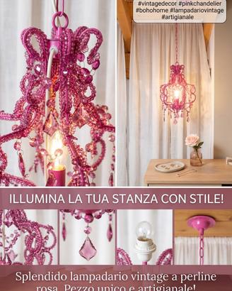 Lampadario rosa in plastica