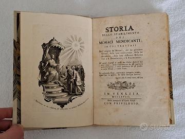 Storia stabilimento dei monaci mendicanti 1768
