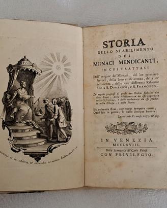 Storia stabilimento dei monaci mendicanti 1768