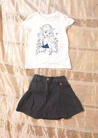 Completo 2 pezzi gonna jeans e maglia Blukids